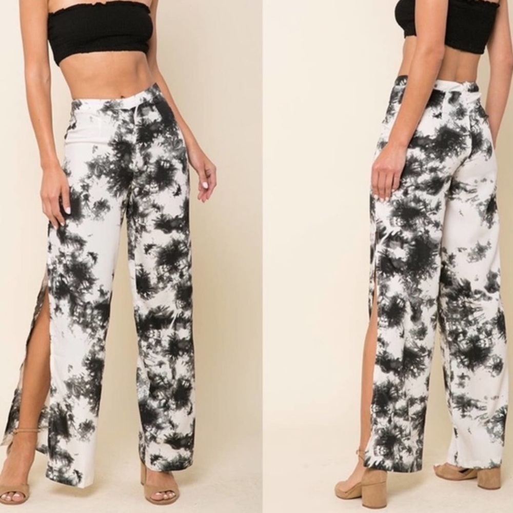 NWT Raga Smoke & Love Tie Dye High Rise Pants Wide Split Leg Large